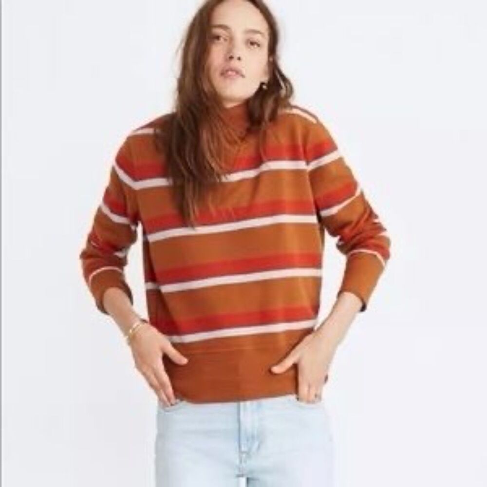 Madewell Turtleneck Sweatshirt in Fall Stripe, size XS